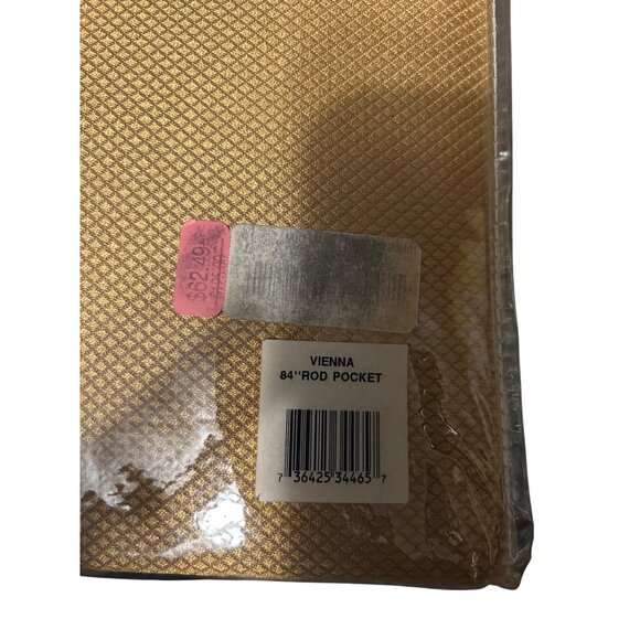 Veratex Vienna 84" Rod Pocket Curtain Panel Gold Diamond Texture Polyester - Picture 3 of 5